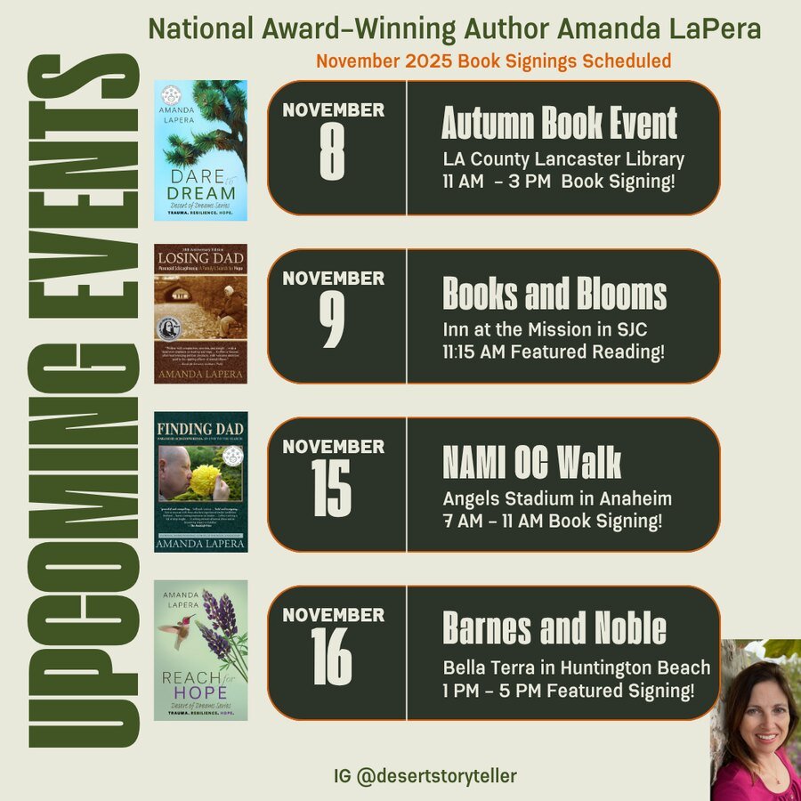 November 2025 Amanda LaPera book signings schedule.